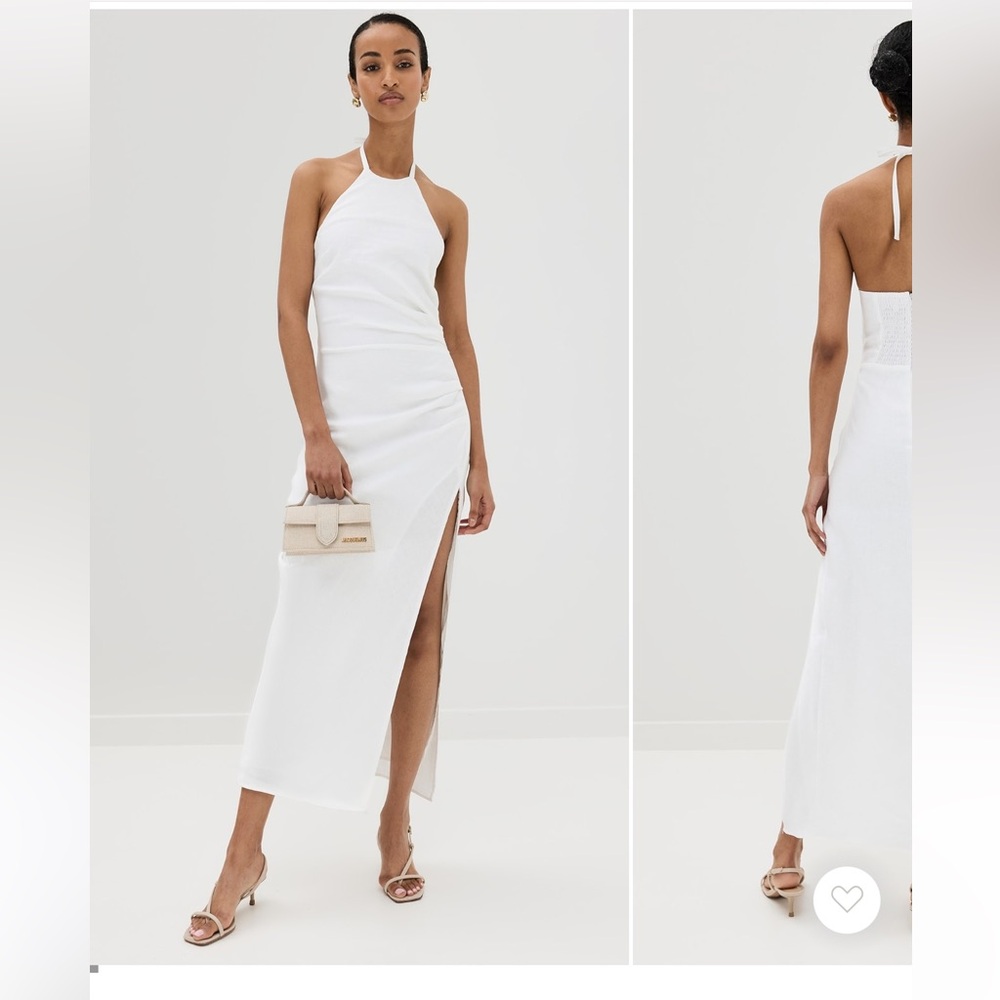 Reformation Sadey white linen lined maxi dress slit sexy wedding party 12 NWT
